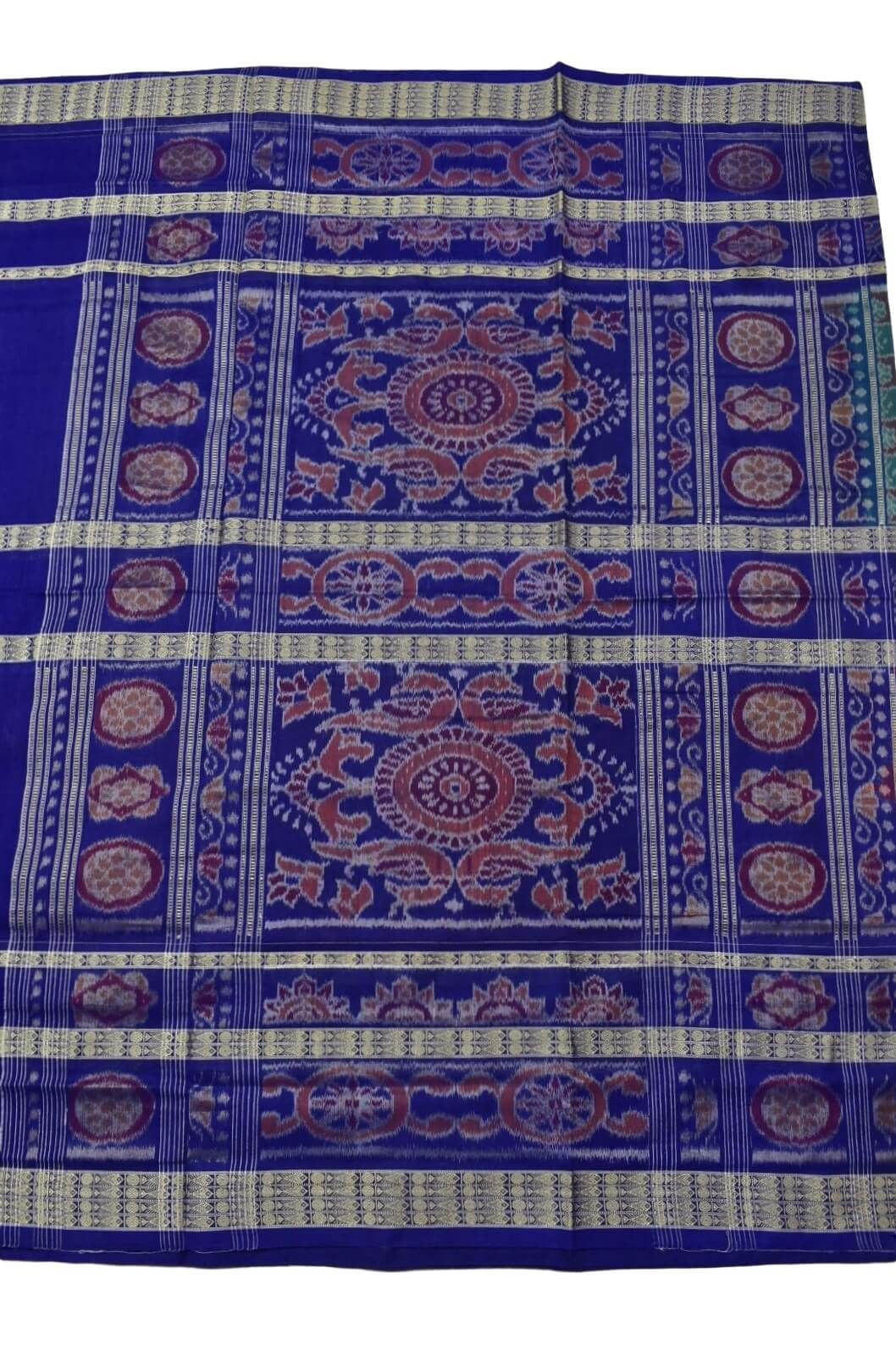 Green-Red Colour Sambalpuri Handloom Cotton Bandha Saree - Image 2
