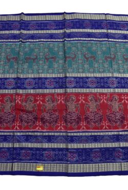 Green-Red Colour  Sambalpuri Handloom Cotton Bandha Saree