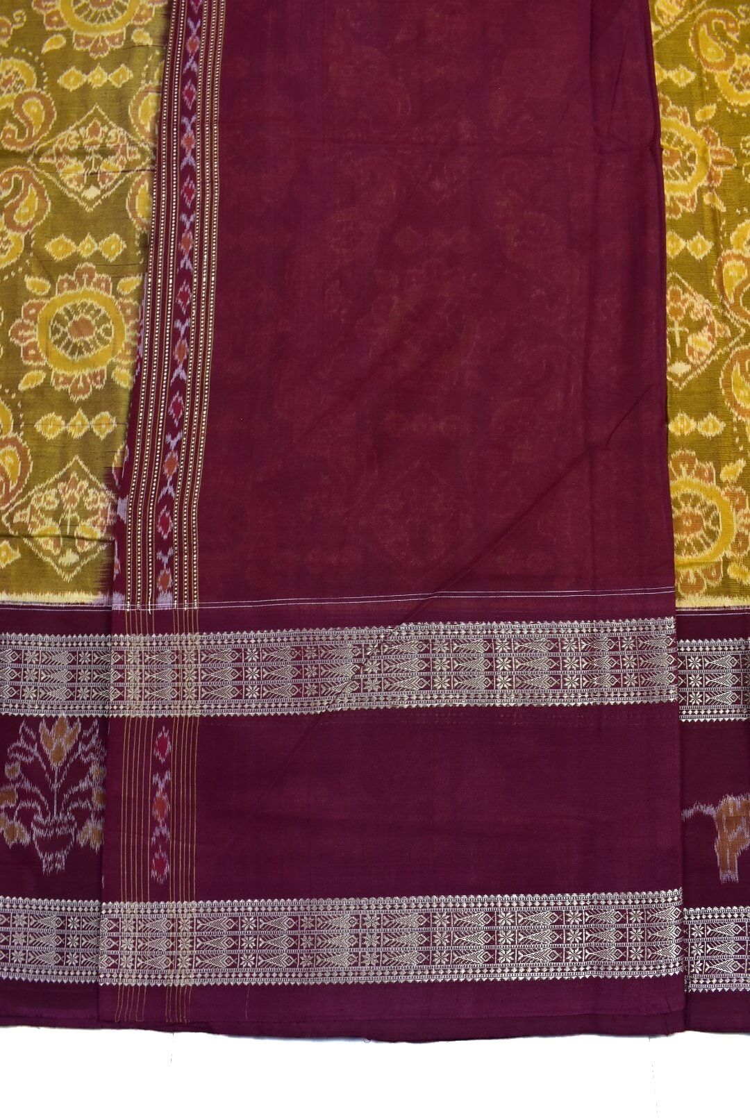 Yellow Colour Sambalpuri Handloom Cotton Bandha Saree - Image 5