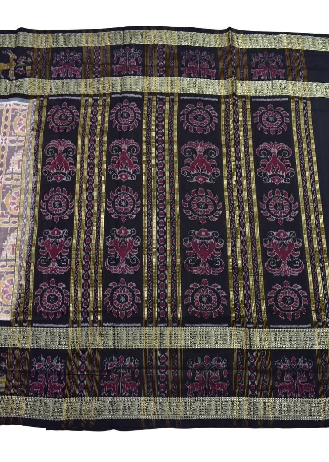 Biscuit Colour Sambalpuri Handloom Cotton Bandha Saree - Image 2
