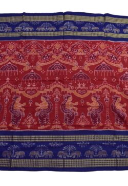 Red Colour  Sambalpuri Handloom Cotton Bandha Saree