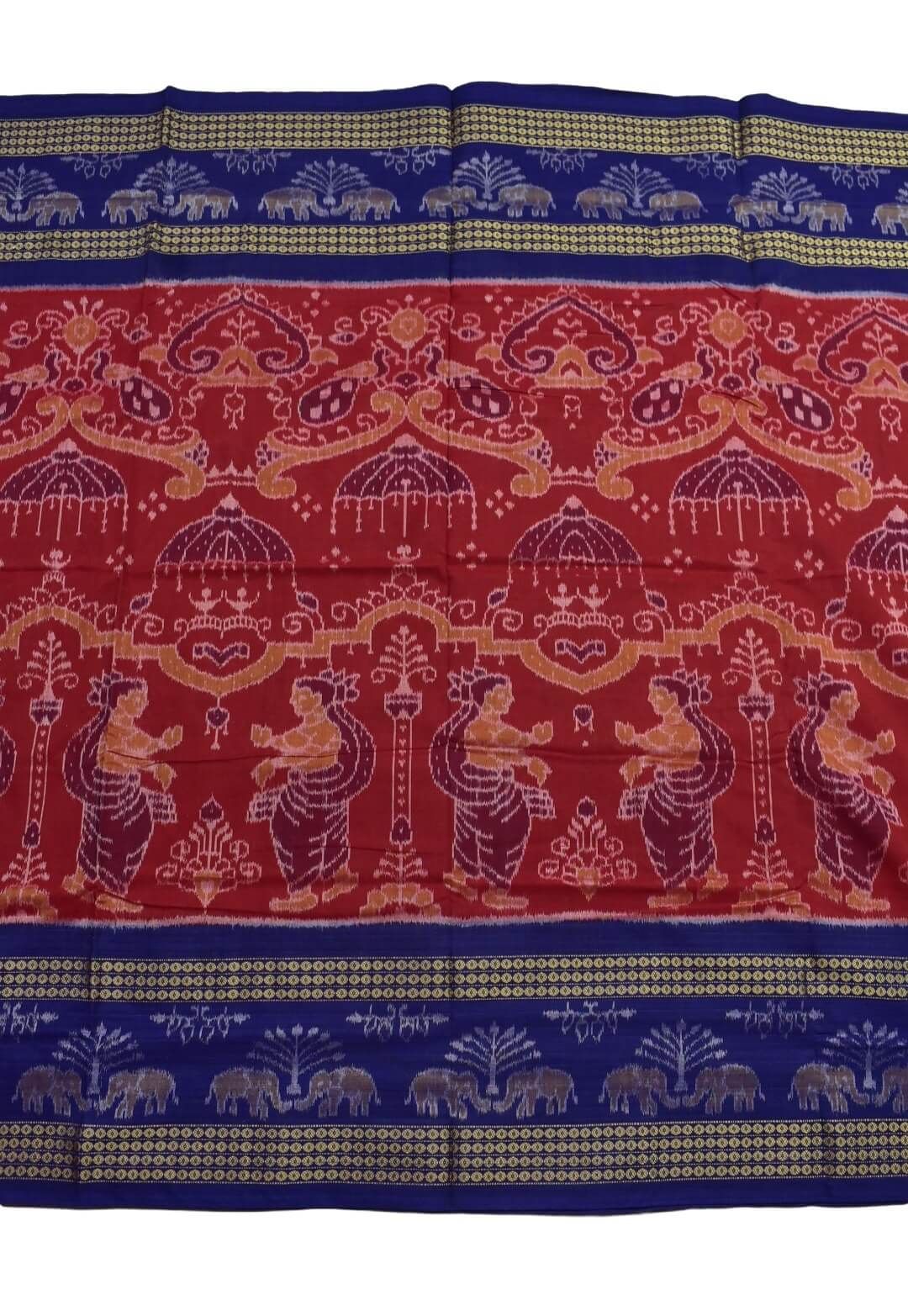 Red Colour Sambalpuri Handloom Cotton Bandha Saree