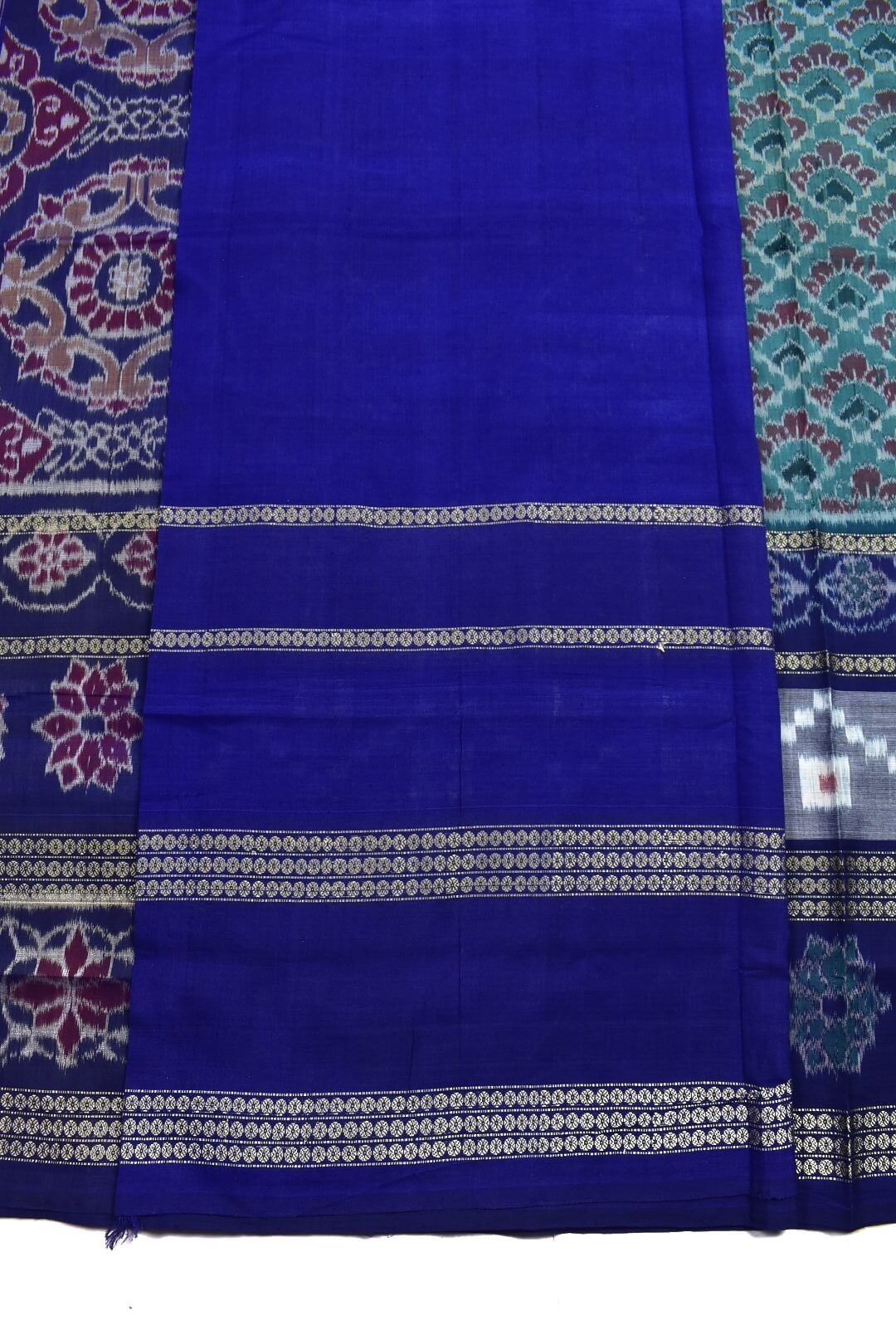Green Colour Sambalpuri Handloom Cotton Bandha Saree - Image 5