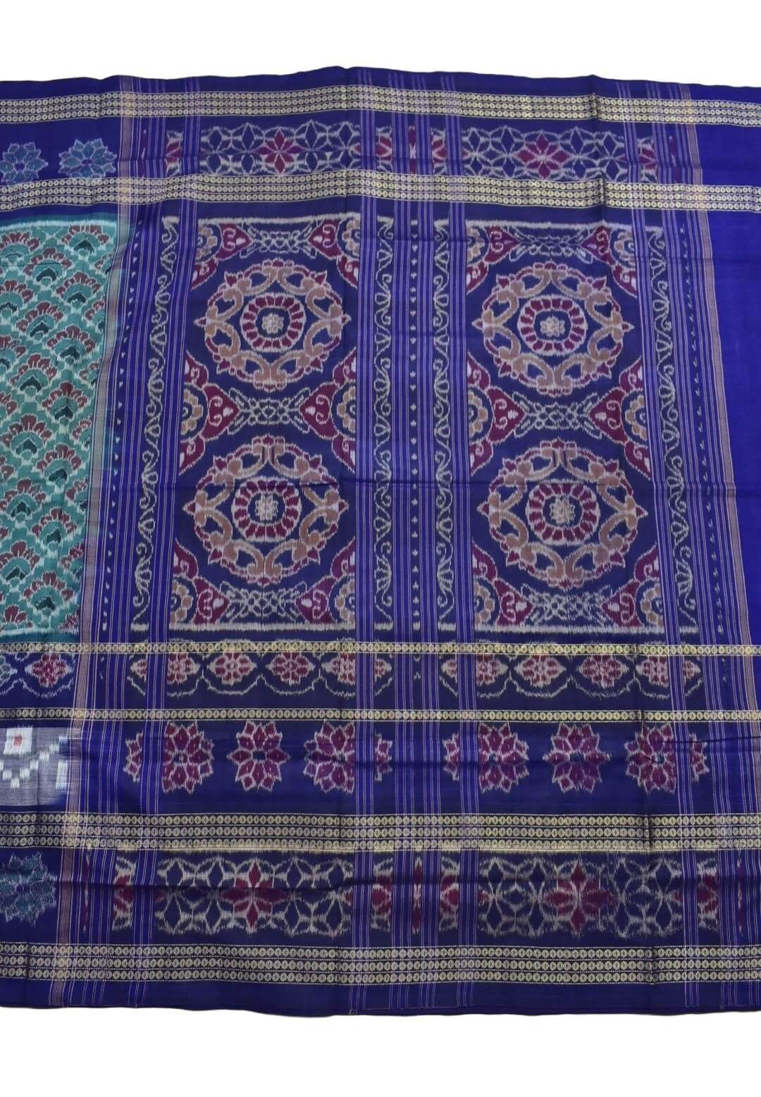 Green Colour Sambalpuri Handloom Cotton Bandha Saree - Image 2