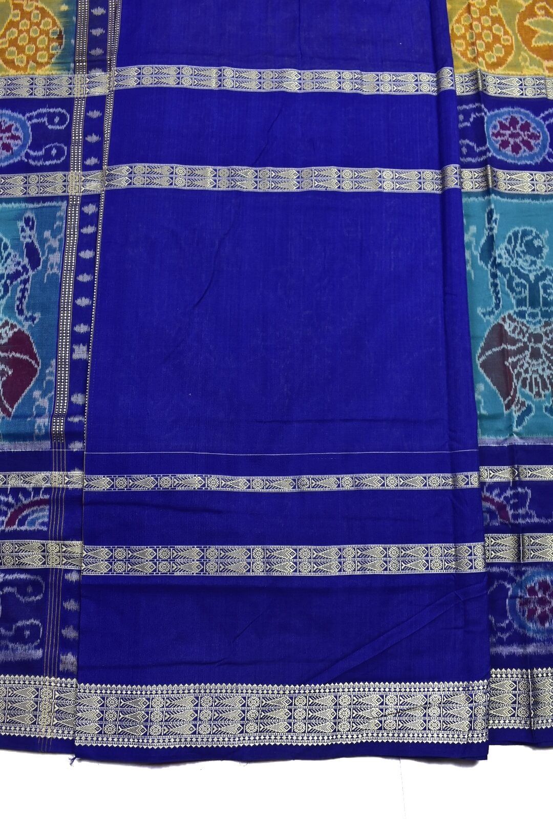 Yellow-Green Colour Sambalpuri Handloom Cotton Bandha Saree - Image 5