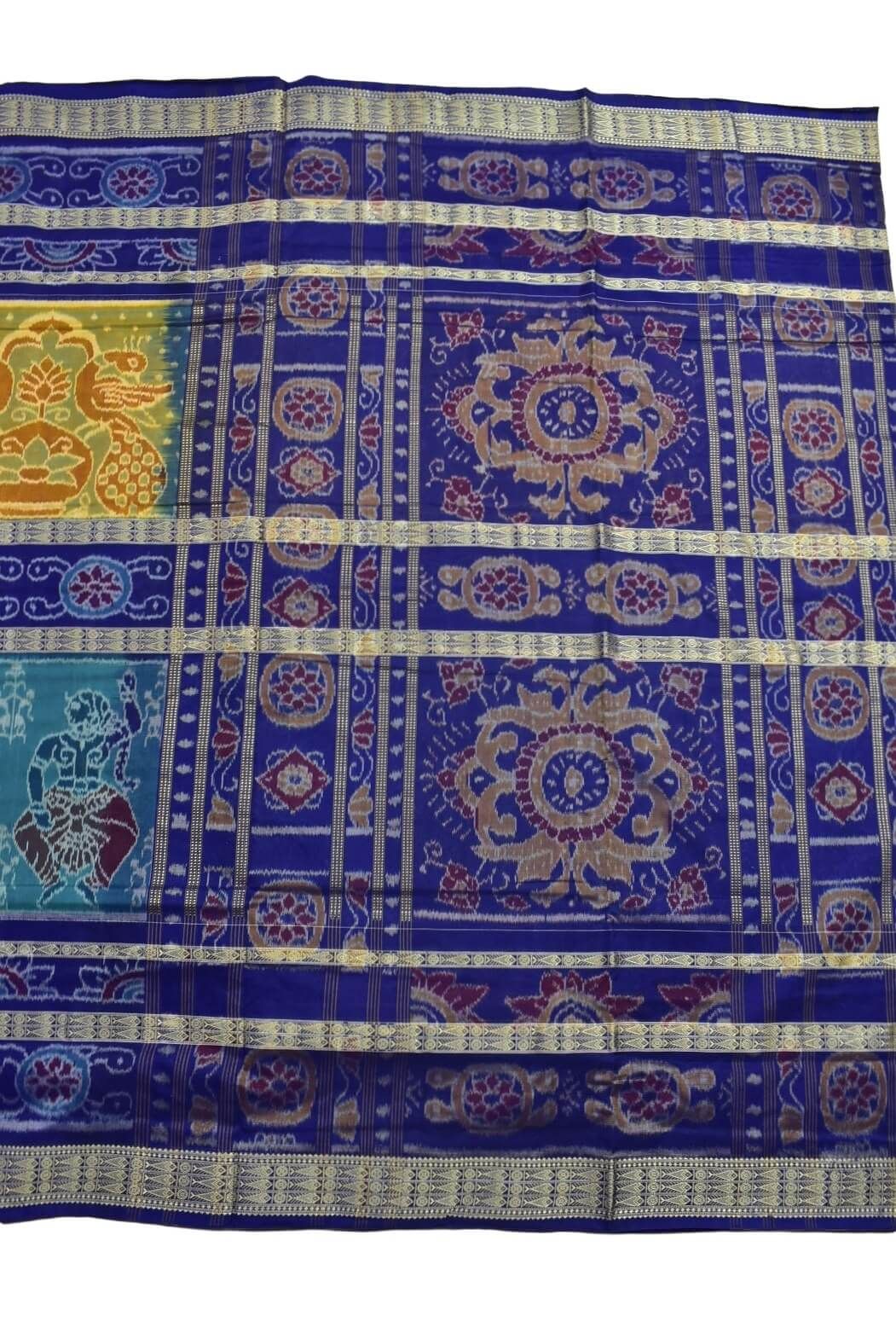 Yellow-Green Colour Sambalpuri Handloom Cotton Bandha Saree - Image 2