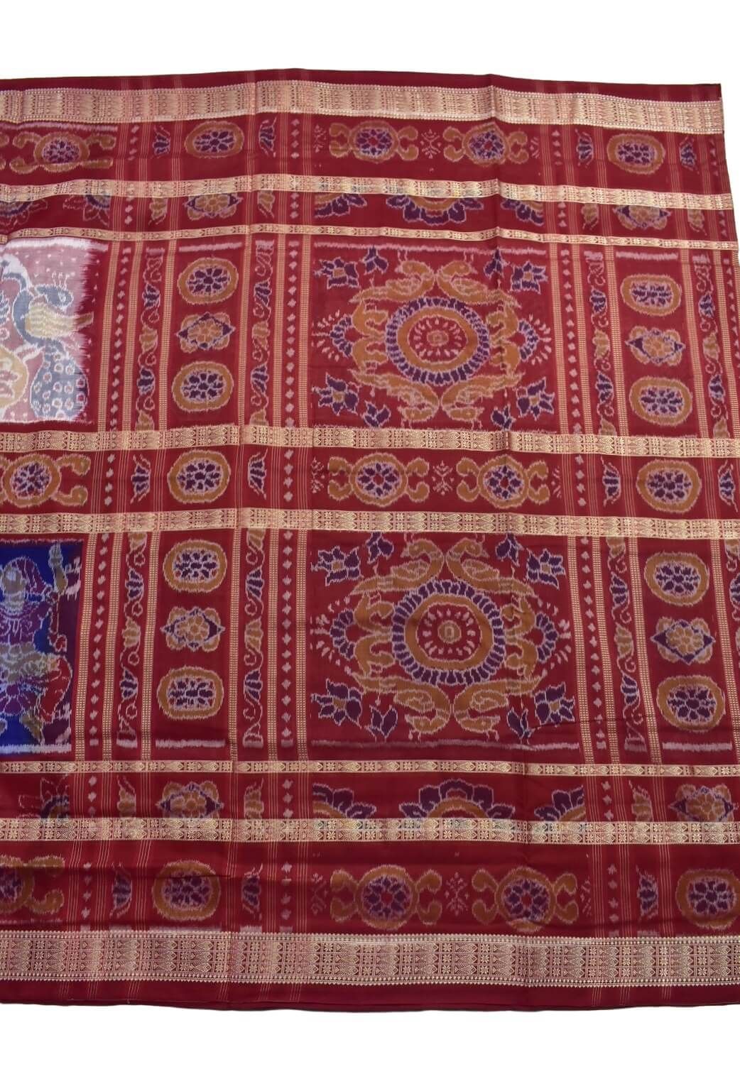 Biscuit-Blue Colour Sambalpuri Handloom Cotton Bandha Saree - Image 2