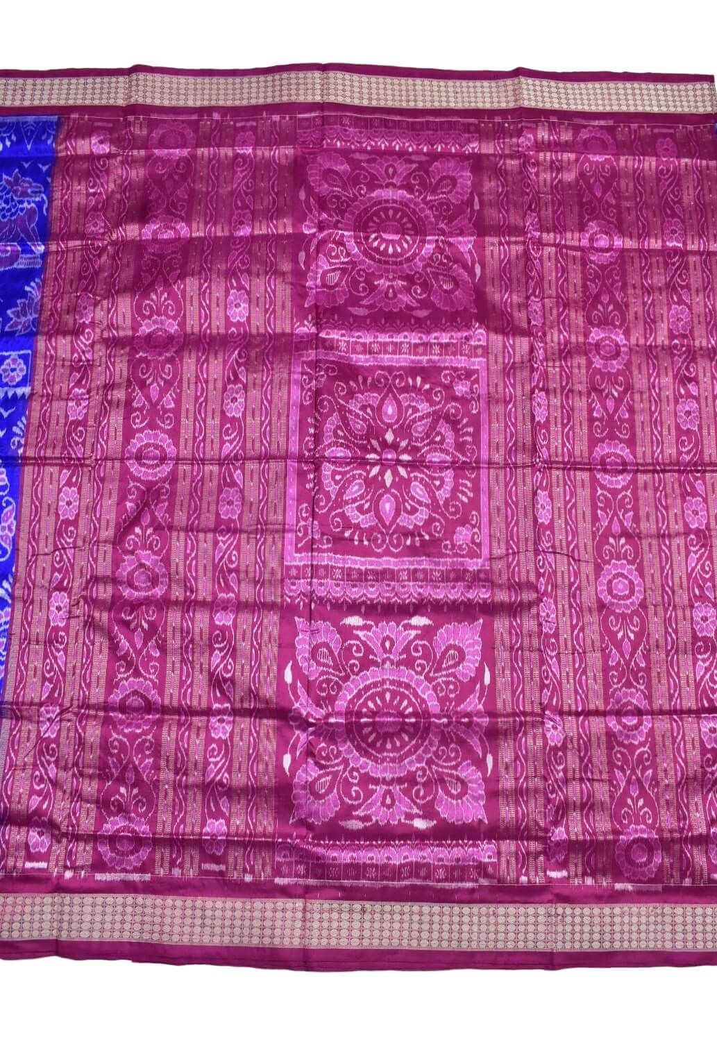 Blue Combination Sambalpuri Handloom Bandha Silk Saree - Image 2