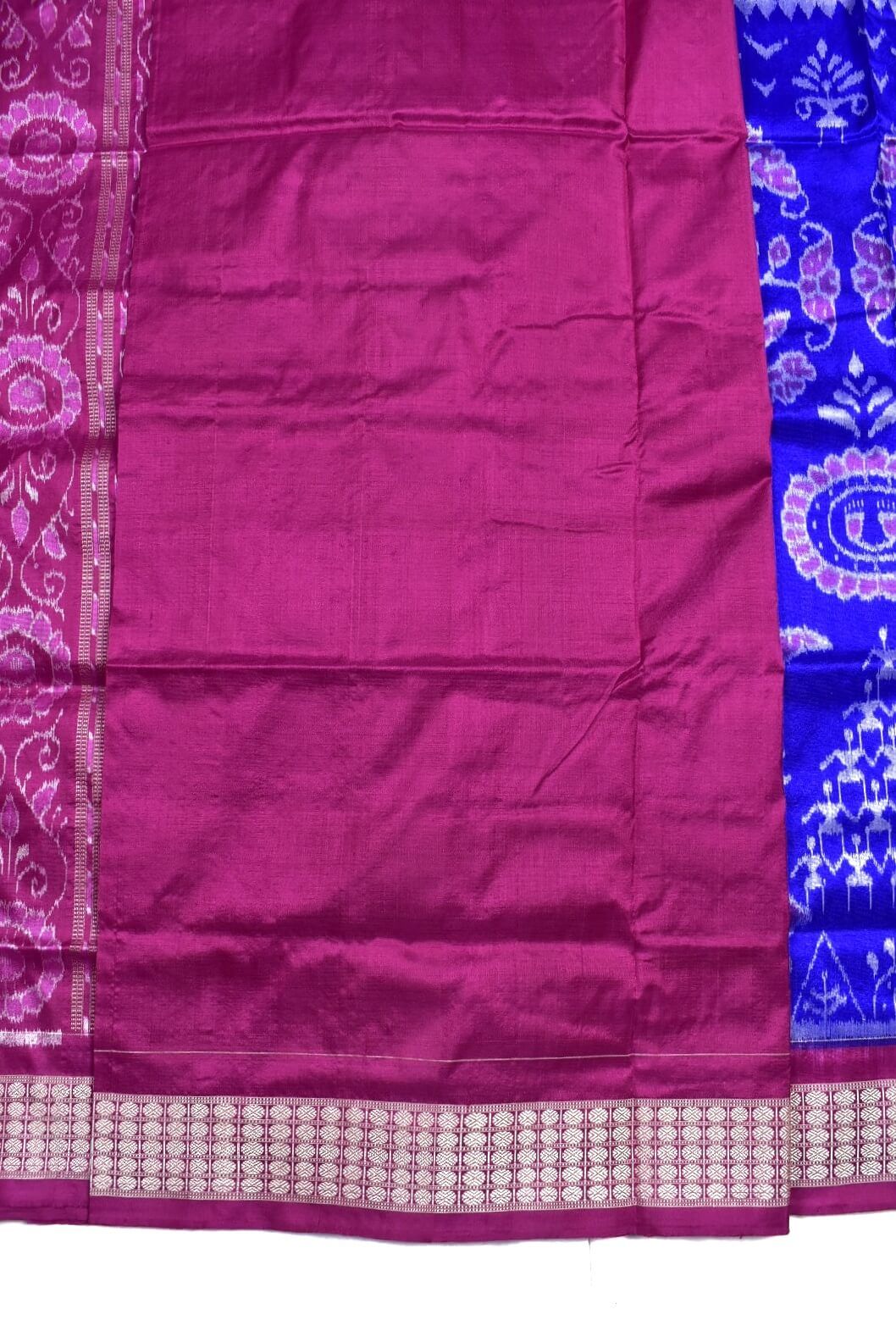 Blue Combination Sambalpuri Handloom Bandha Silk Saree - Image 5