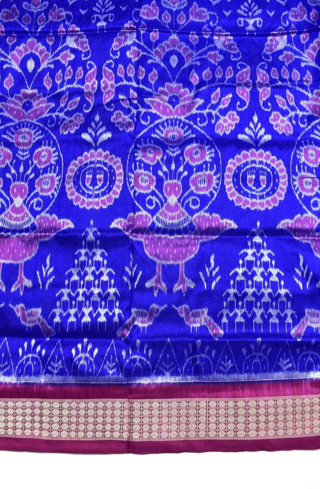 Blue Combination Sambalpuri Handloom Bandha Silk Saree - Image 4