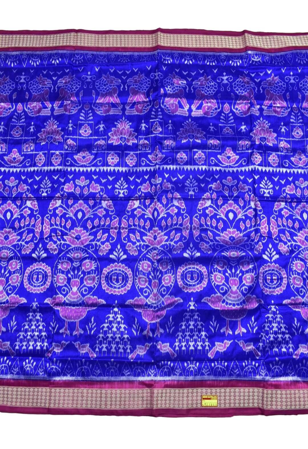 Blue Combination Sambalpuri Handloom Bandha Silk Saree