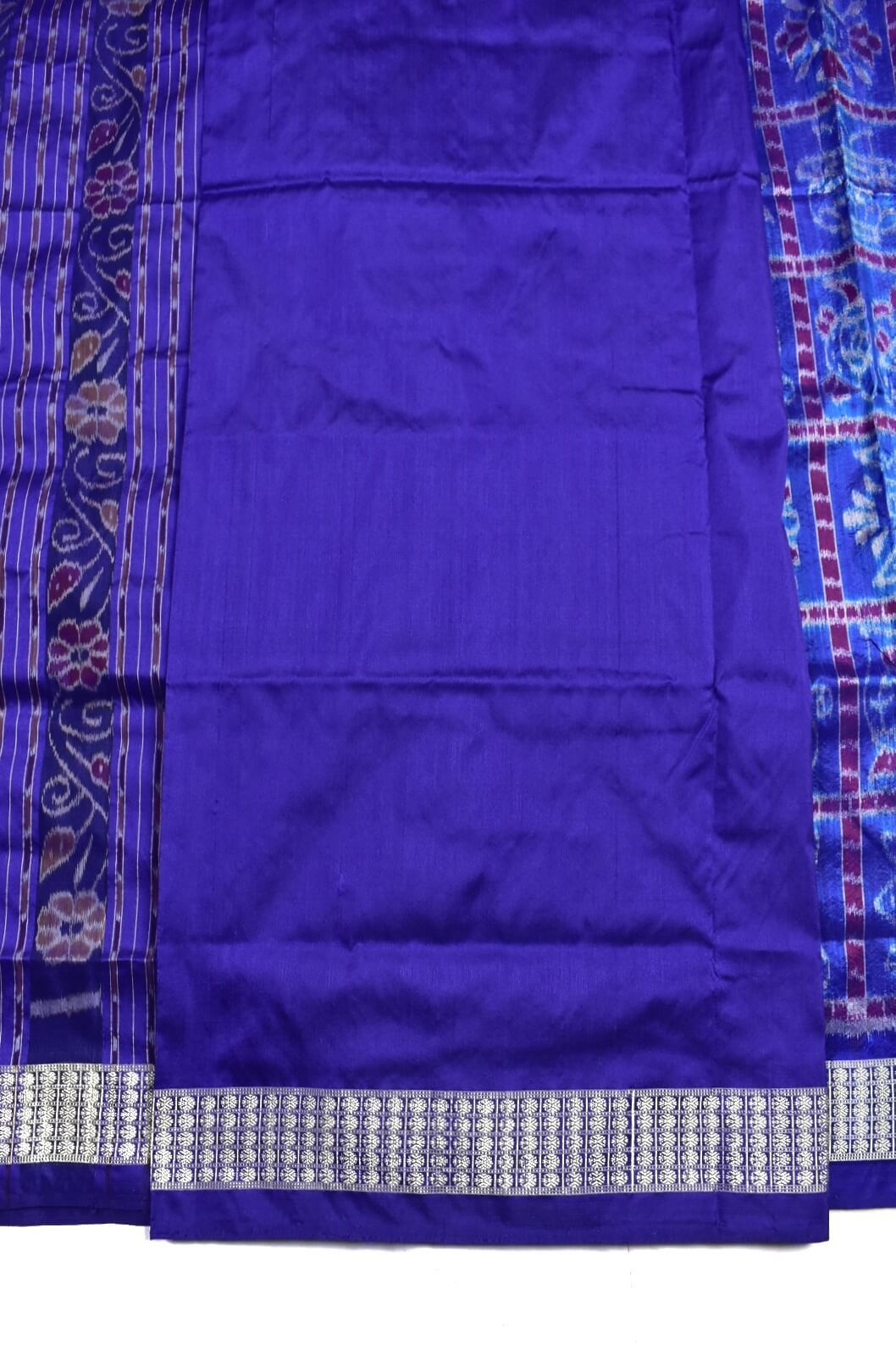 Blue Combination Sambalpuri Handloom Bandha Silk Saree - Image 5