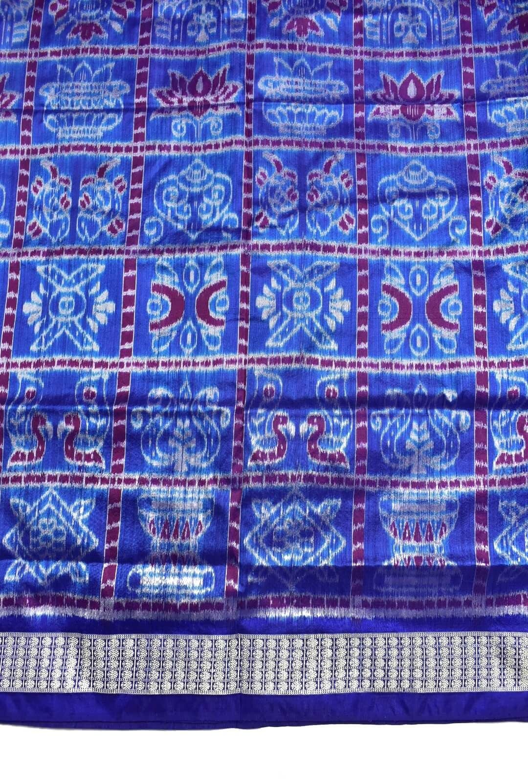 Blue Combination Sambalpuri Handloom Bandha Silk Saree - Image 4