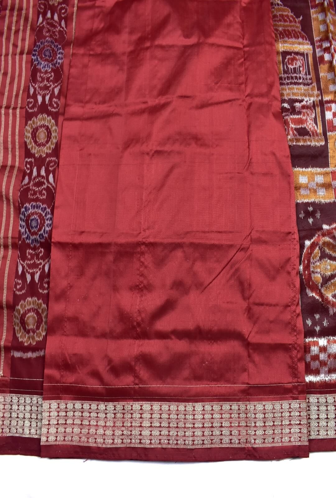 Golden Colour Sambalpuri Handloom Bandha Silk Saree - Image 5