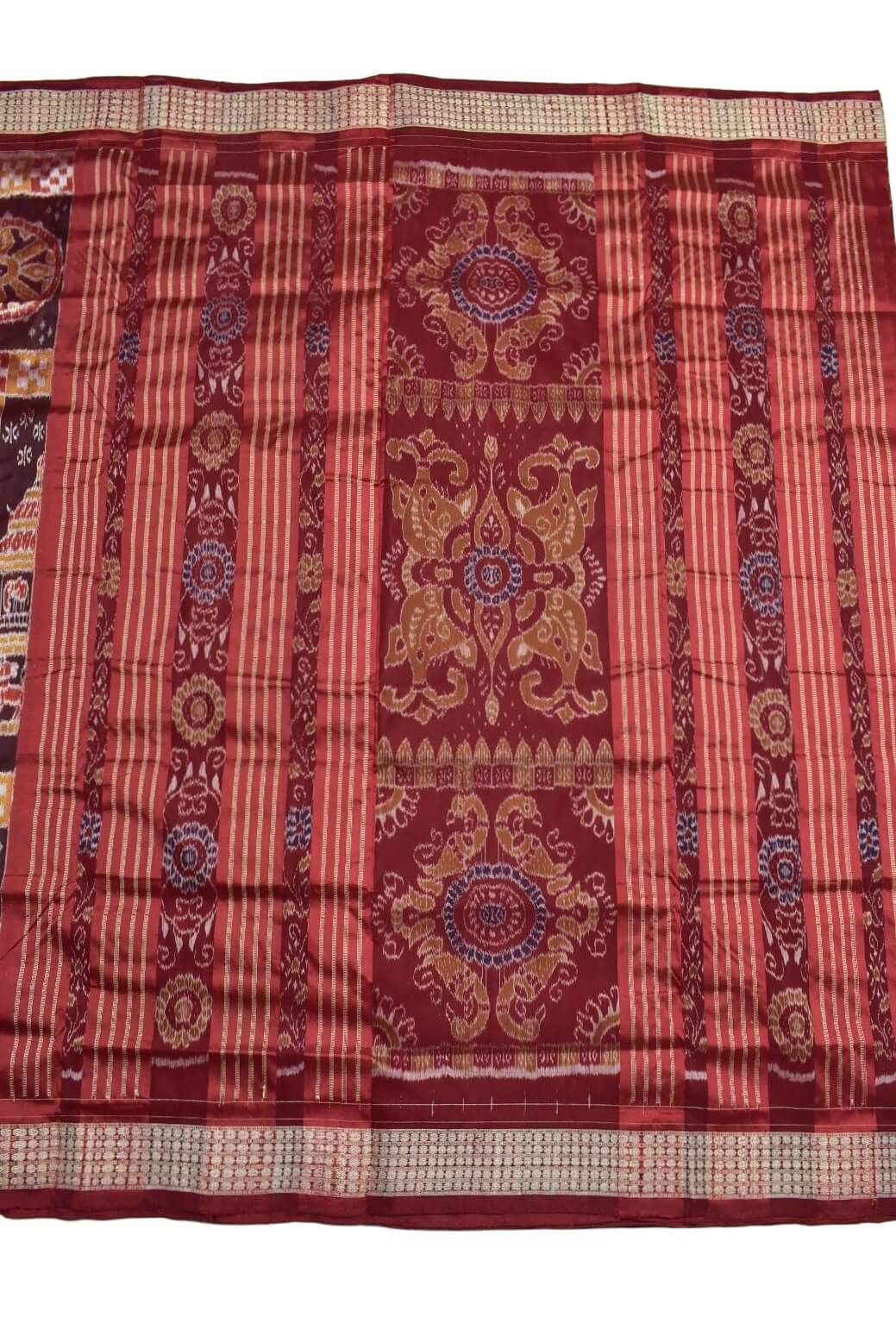 Golden Colour Sambalpuri Handloom Bandha Silk Saree - Image 2