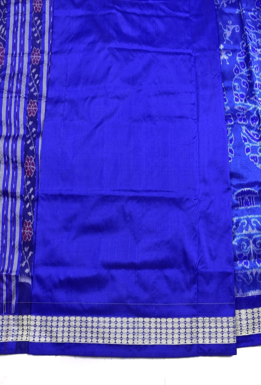 Blue Colour Sambalpuri Handloom Bandha Silk Saree - Image 5