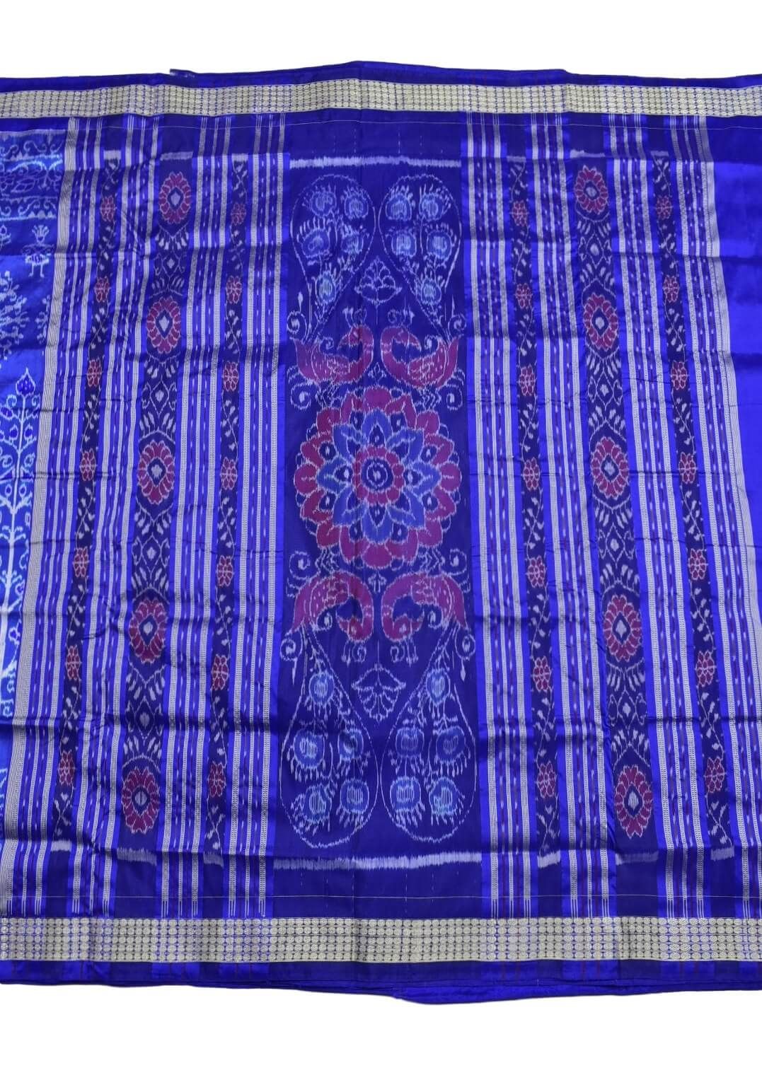 Blue Colour Sambalpuri Handloom Bandha Silk Saree - Image 2