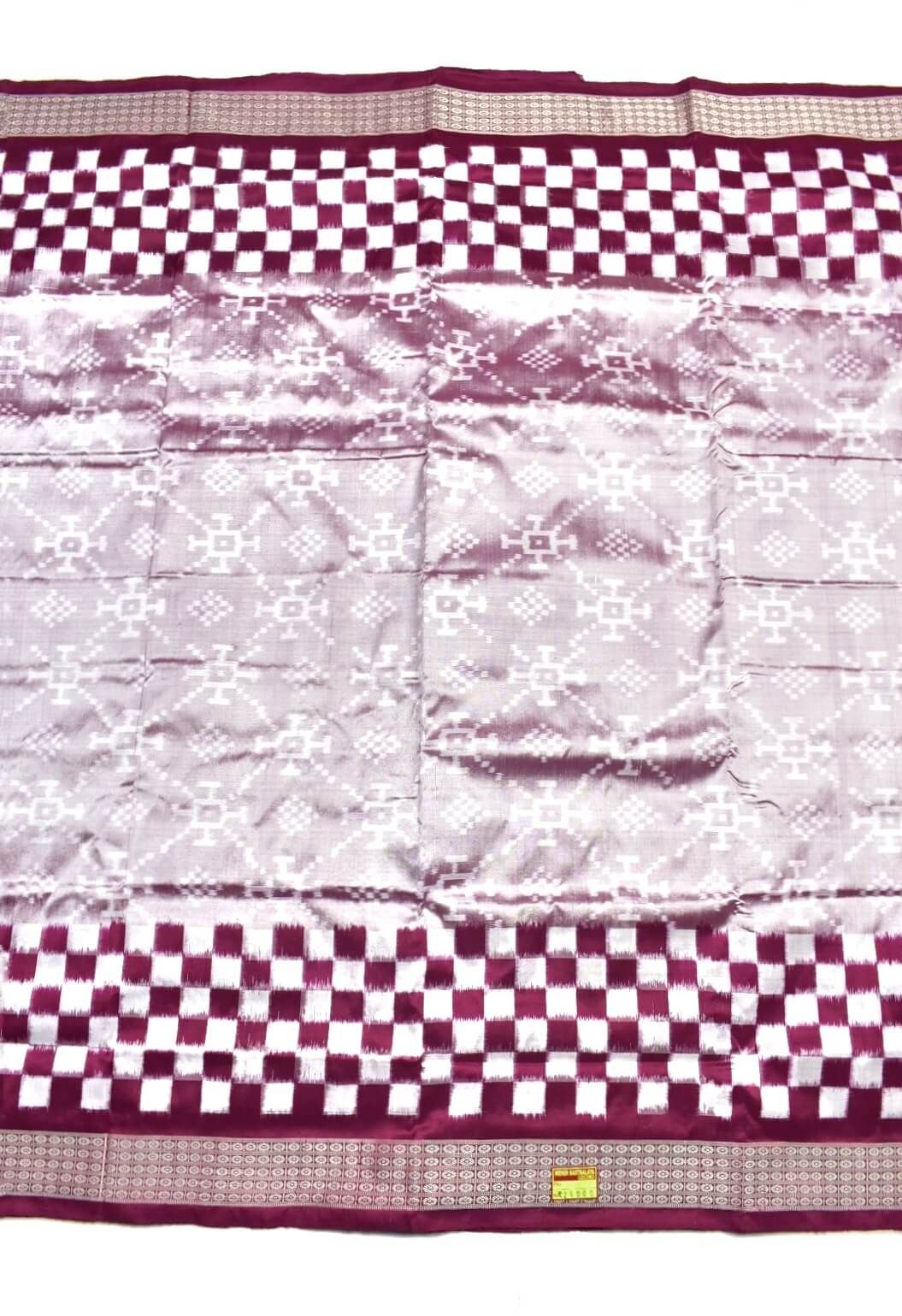 White Colour Sambalpuri Handloom Bandha Silk Saree
