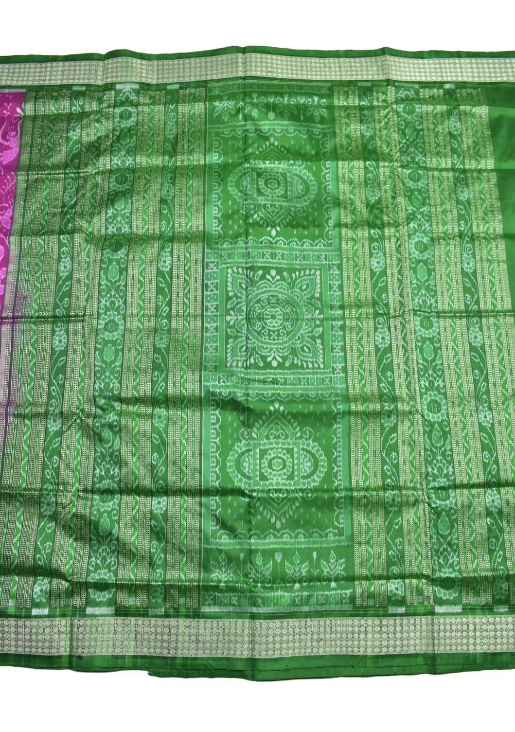 Pink Colour Sambalpuri Handloom Bandha Silk Saree - Image 2