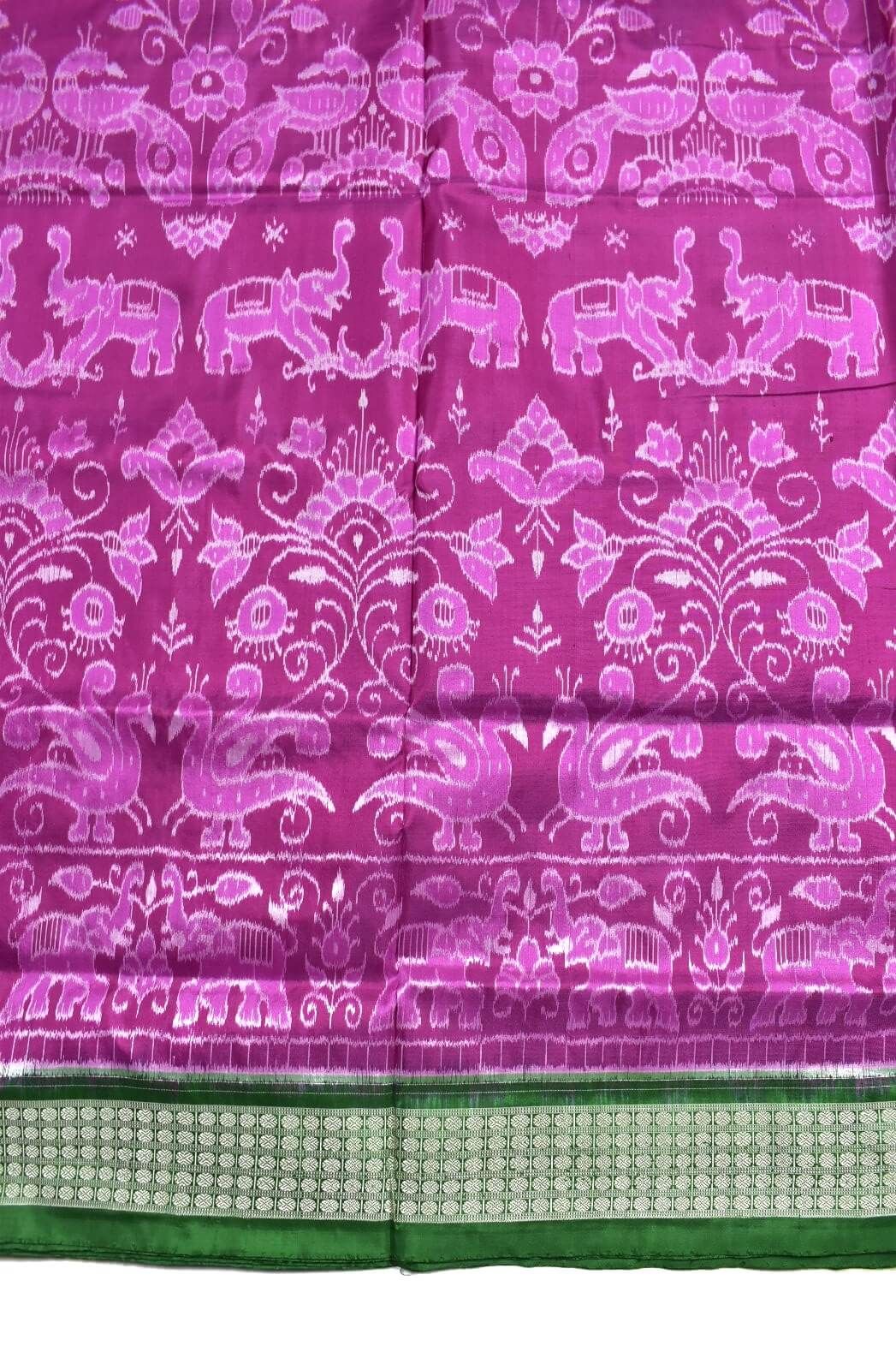 Pink Colour Sambalpuri Handloom Bandha Silk Saree - Image 4
