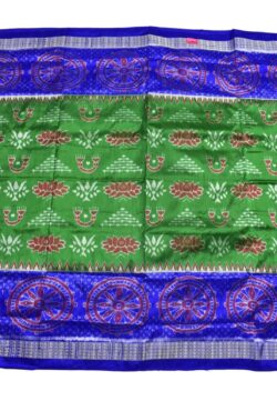 Green-Blue Colour Sambalpuri Handloom Bandha Silk Saree