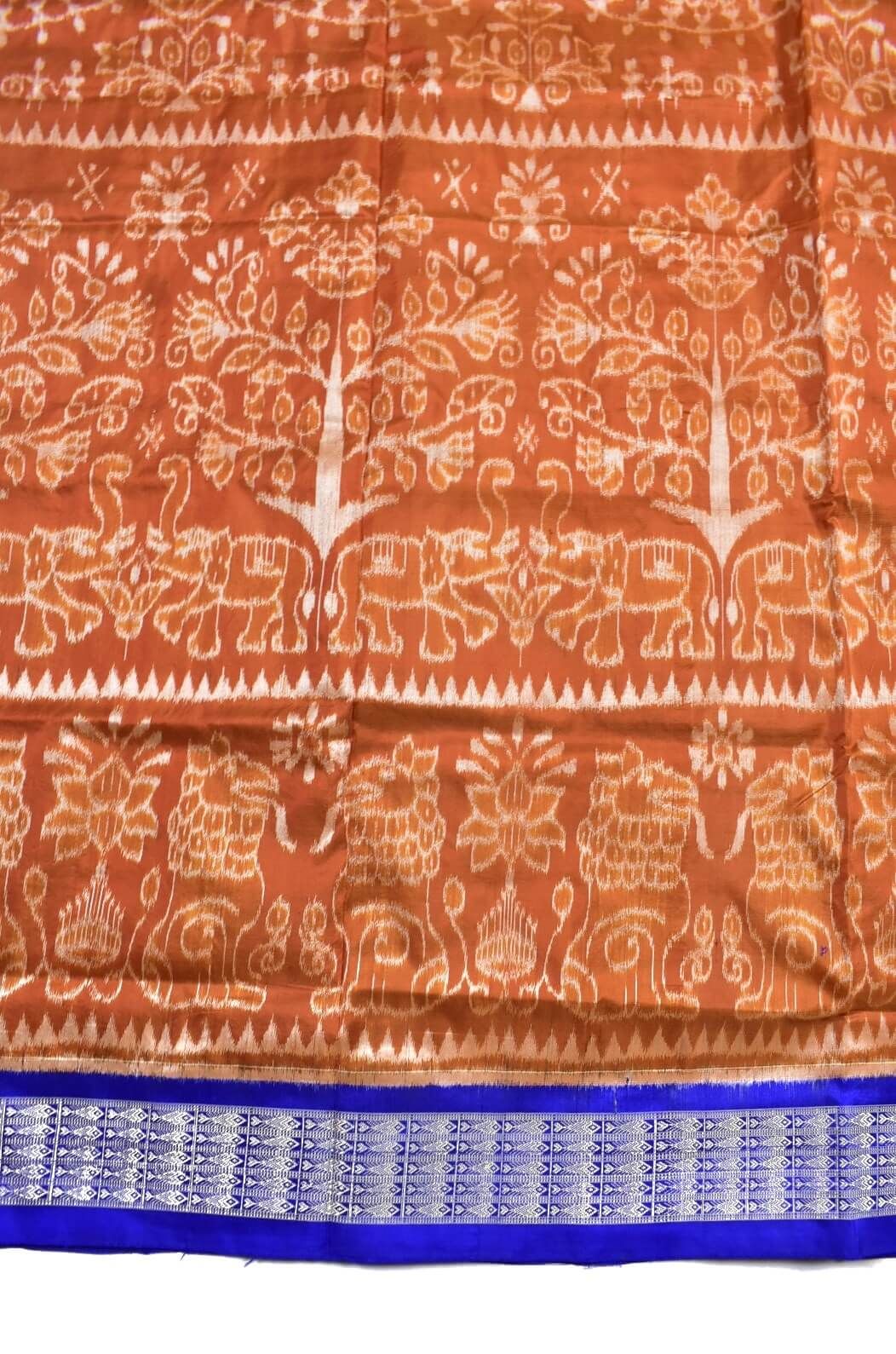 Orange Colour Sambalpuri Handloom Bandha Silk Saree - Image 4