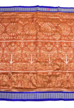 Orange Colour Sambalpuri Handloom Bandha Silk Saree