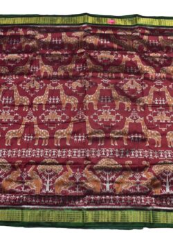 Maroon Colour Sambalpuri Handloom Bandha Silk Saree