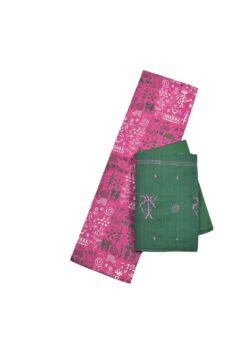 Pink Colour Tribal Design Sambalpuri Handloom Cotton Bomkai Dress Material