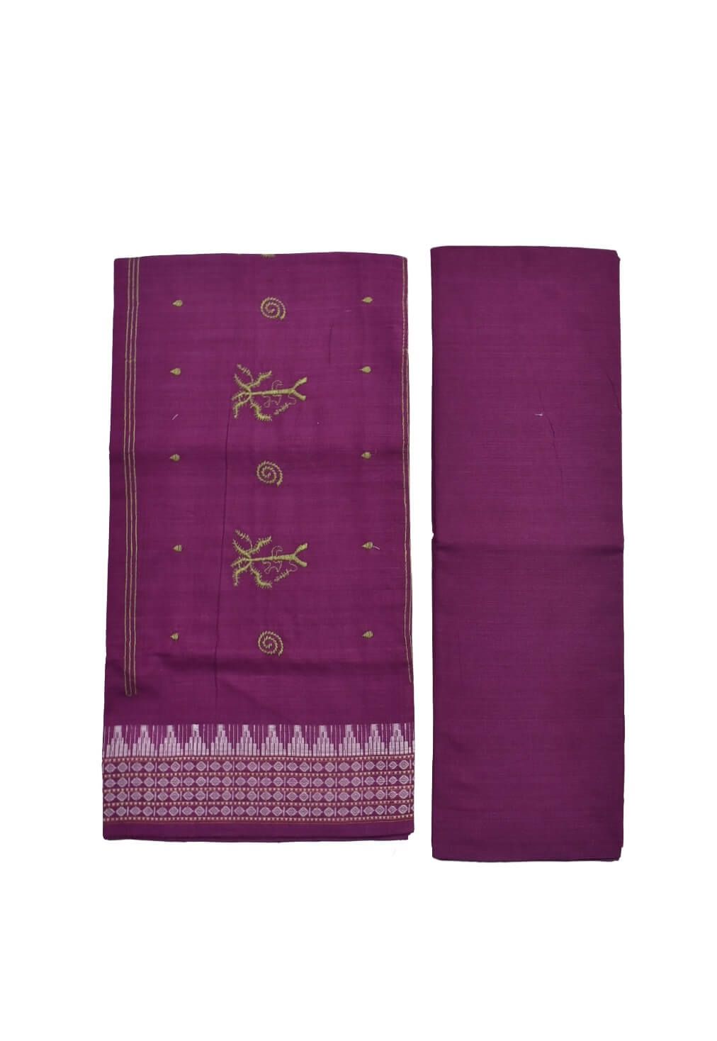 Mehendi Colour Tribal Design Sambalpuri Handloom Cotton Bomkai Dress Material - Image 2