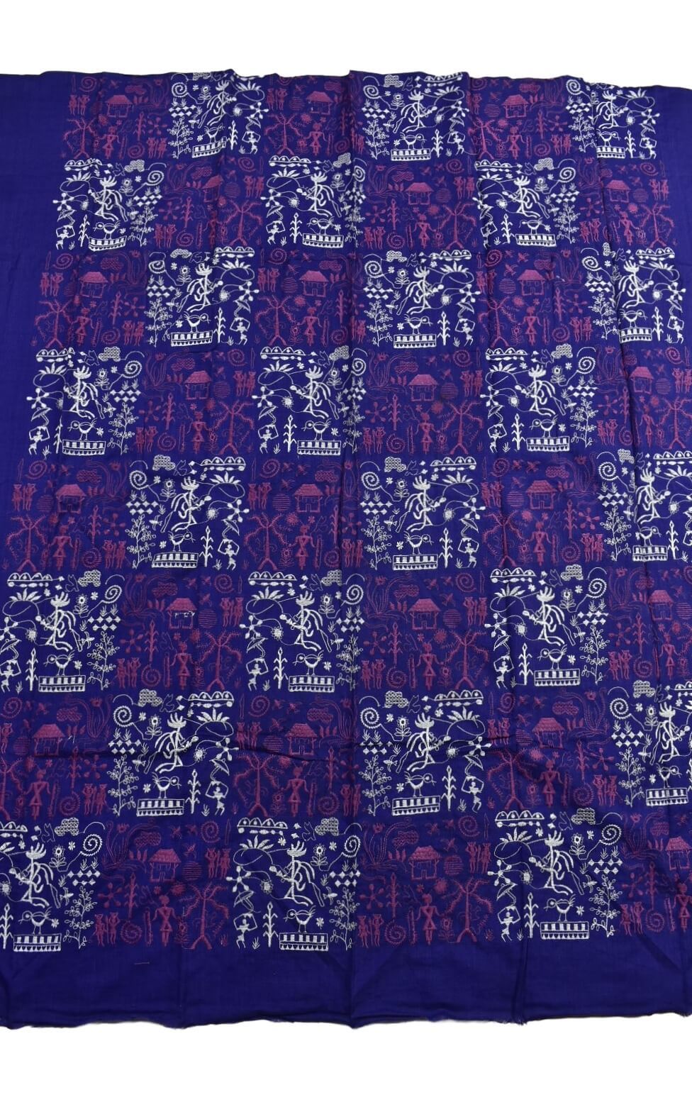 Blue Colour Tribal Design Sambalpuri Handloom Cotton Bomkai Dress Material - Image 4