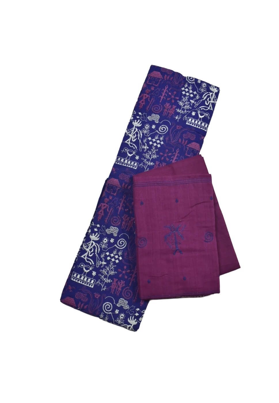 Blue Colour Tribal Design Sambalpuri Handloom Cotton Bomkai Dress Material