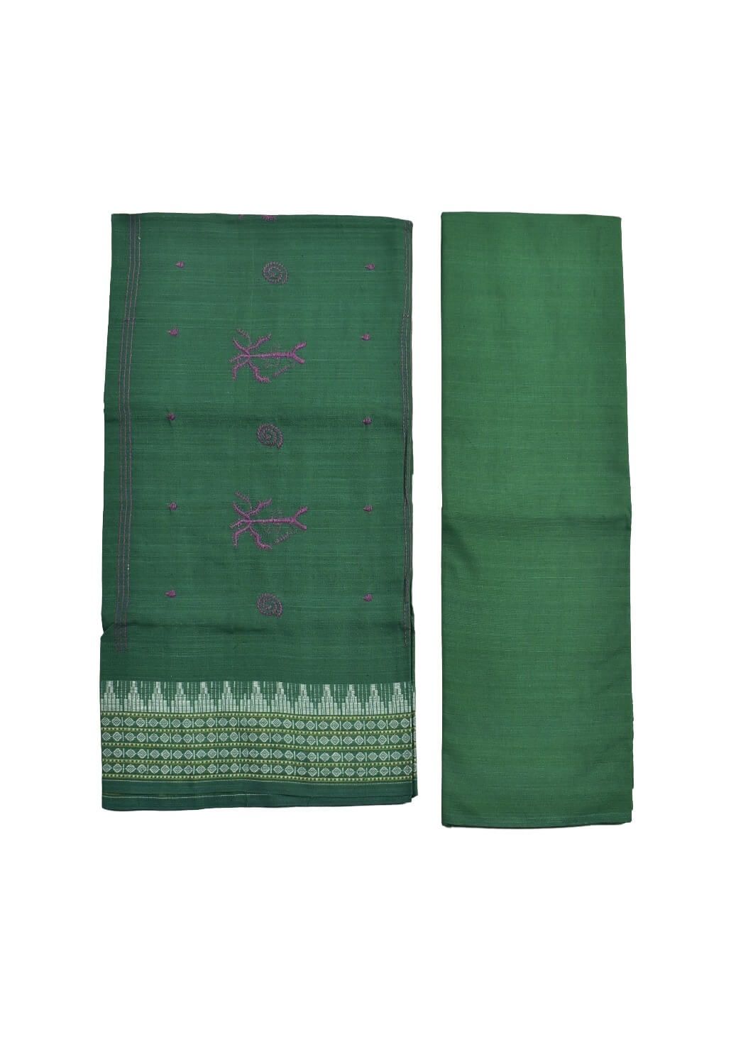 Maroon Colour Tribal Design Sambalpuri Handloom Cotton Bomkai Dress Material - Image 2