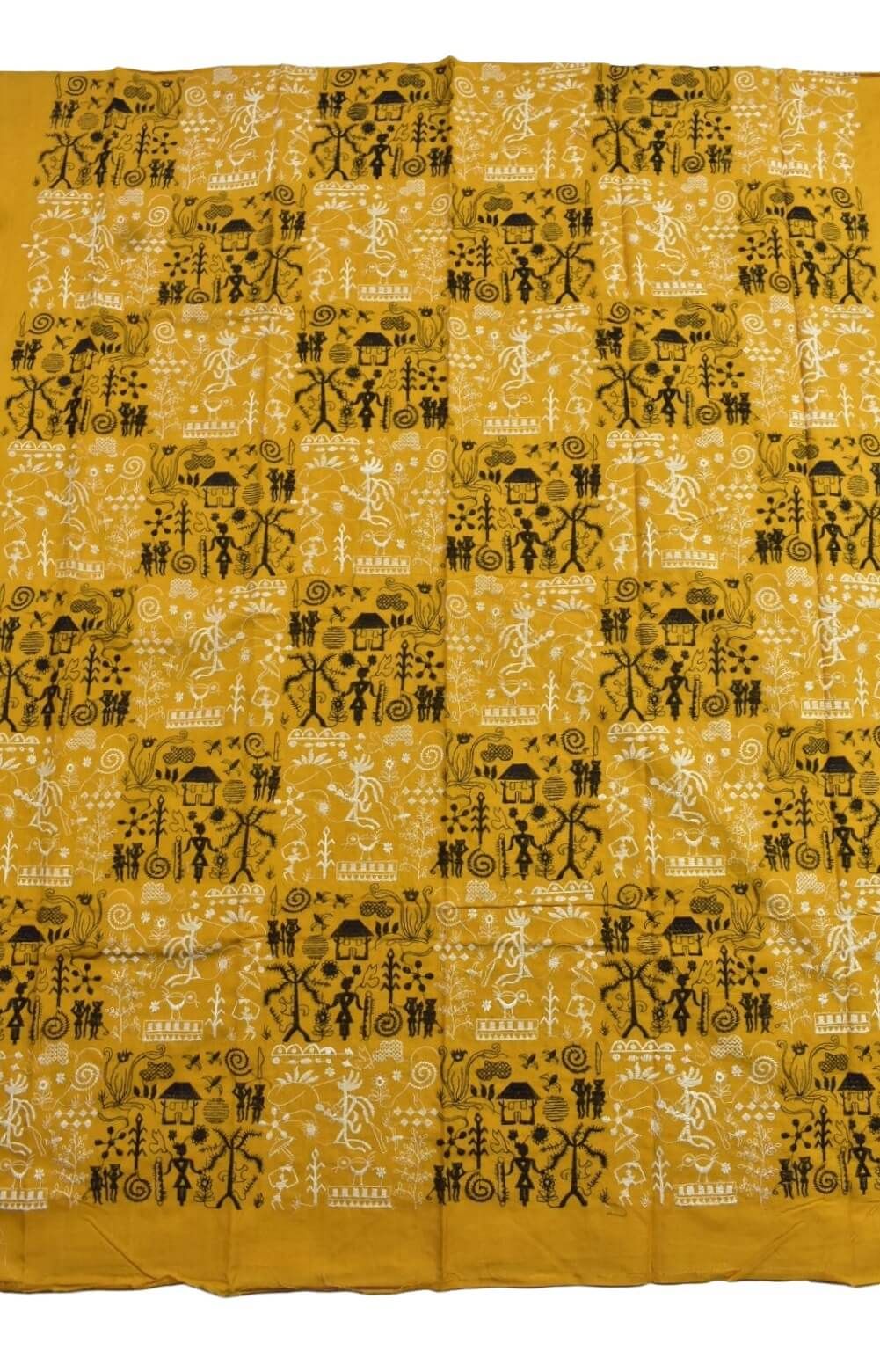 Yellow Colour Tribal Design Sambalpuri Handloom Cotton Bomkai Dress Material - Image 4