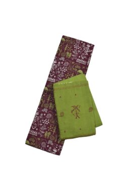 Pink-White Colour Tribal Design Sambalpuri Handloom Cotton Bomkai Dress Material