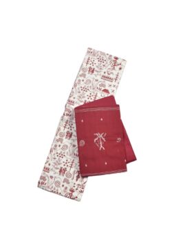 White-Red Colour Tribal Design Sambalpuri Handloom Cotton Bomkai Dress Material