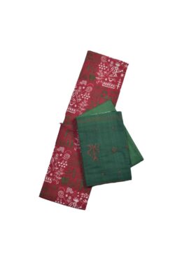 Red-White Colour Tribal Design Sambalpuri Handloom Cotton Bomkai Dress Material