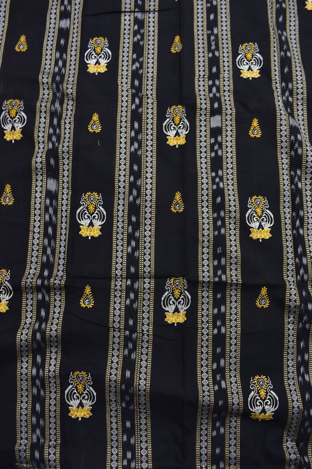 Black Colour Sambalpuri Handloom Cotton Bomkai Dress Material - Image 5