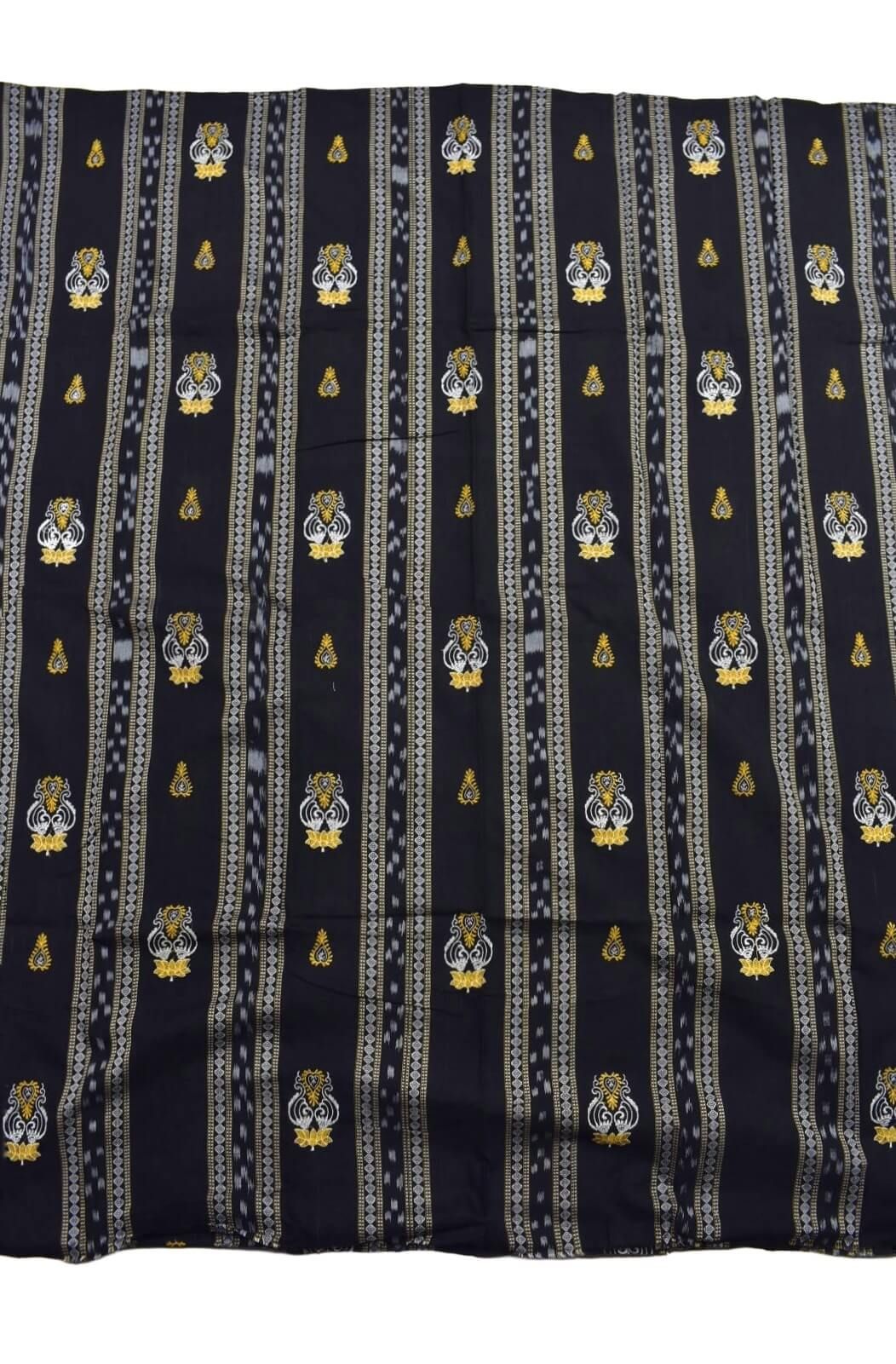 Black Colour Sambalpuri Handloom Cotton Bomkai Dress Material - Image 4
