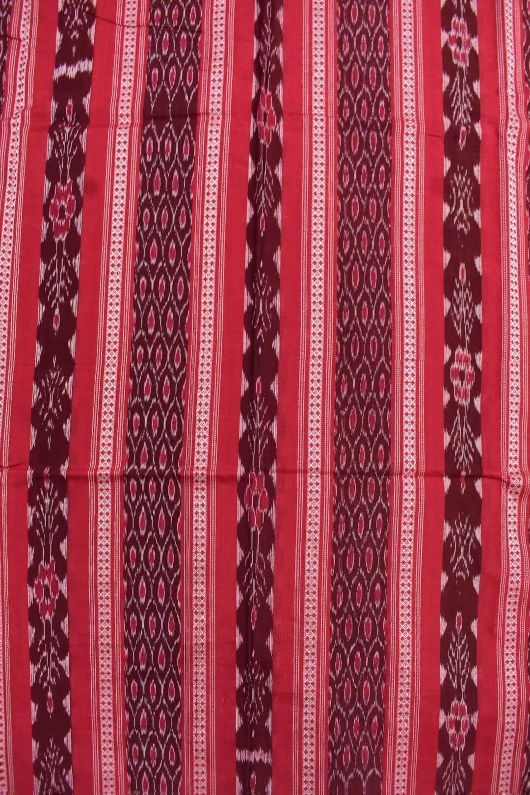 Red Colour Sambalpuri Handloom Cotton Bomkai Dress Material - Image 5