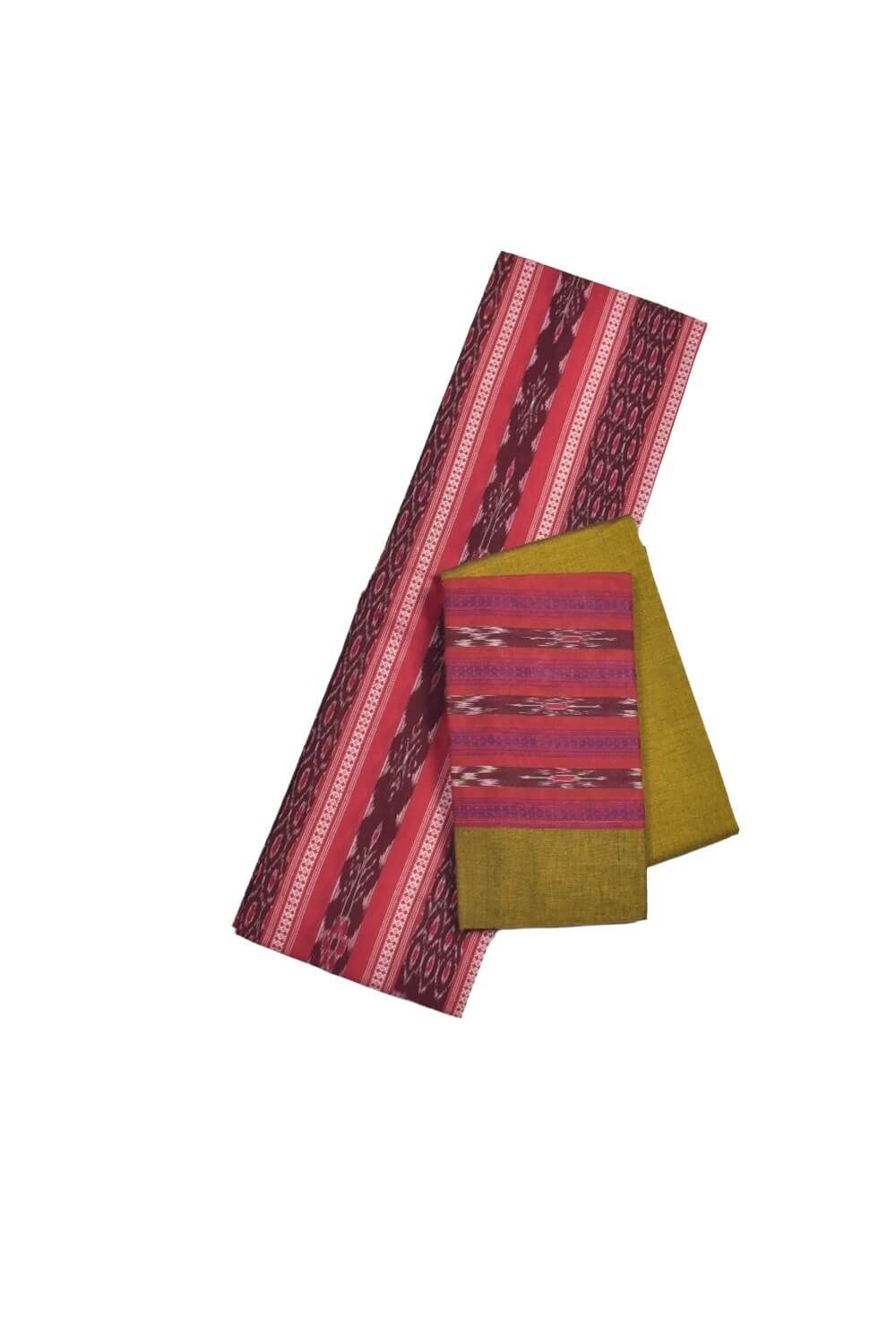 Red Colour Sambalpuri Handloom Cotton Bomkai Dress Material