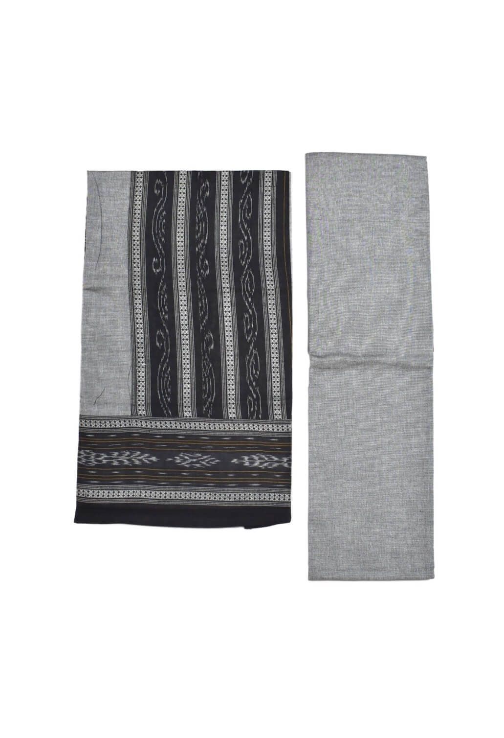 Black Colour Sambalpuri Handloom Cotton Bomkai Dress Material - Image 2