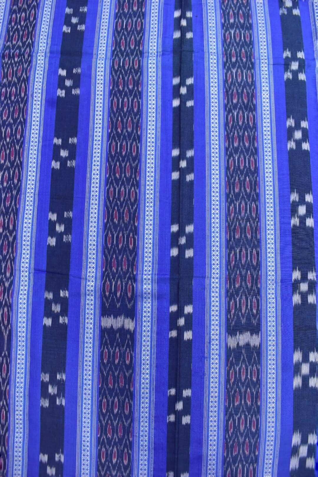 Blue Colour Sambalpuri Handloom Cotton Bomkai Dress Material - Image 5