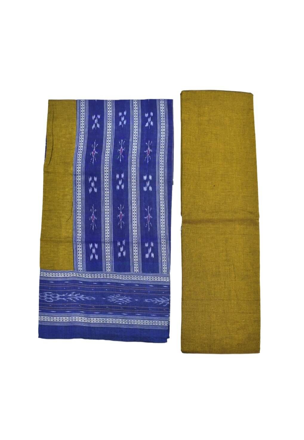 Blue Colour Sambalpuri Handloom Cotton Bomkai Dress Material - Image 2