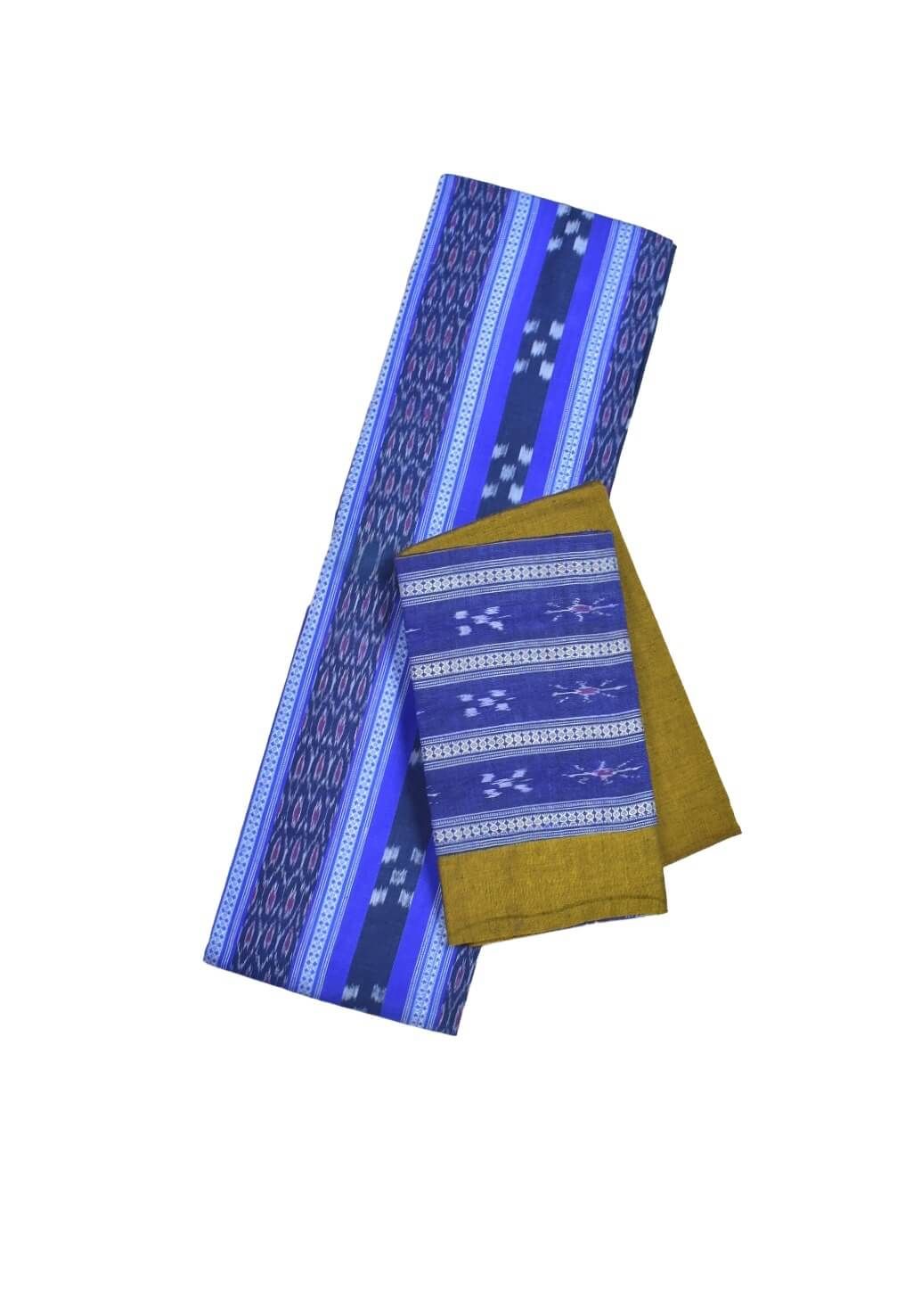 Blue Colour Sambalpuri Handloom Cotton Bomkai Dress Material