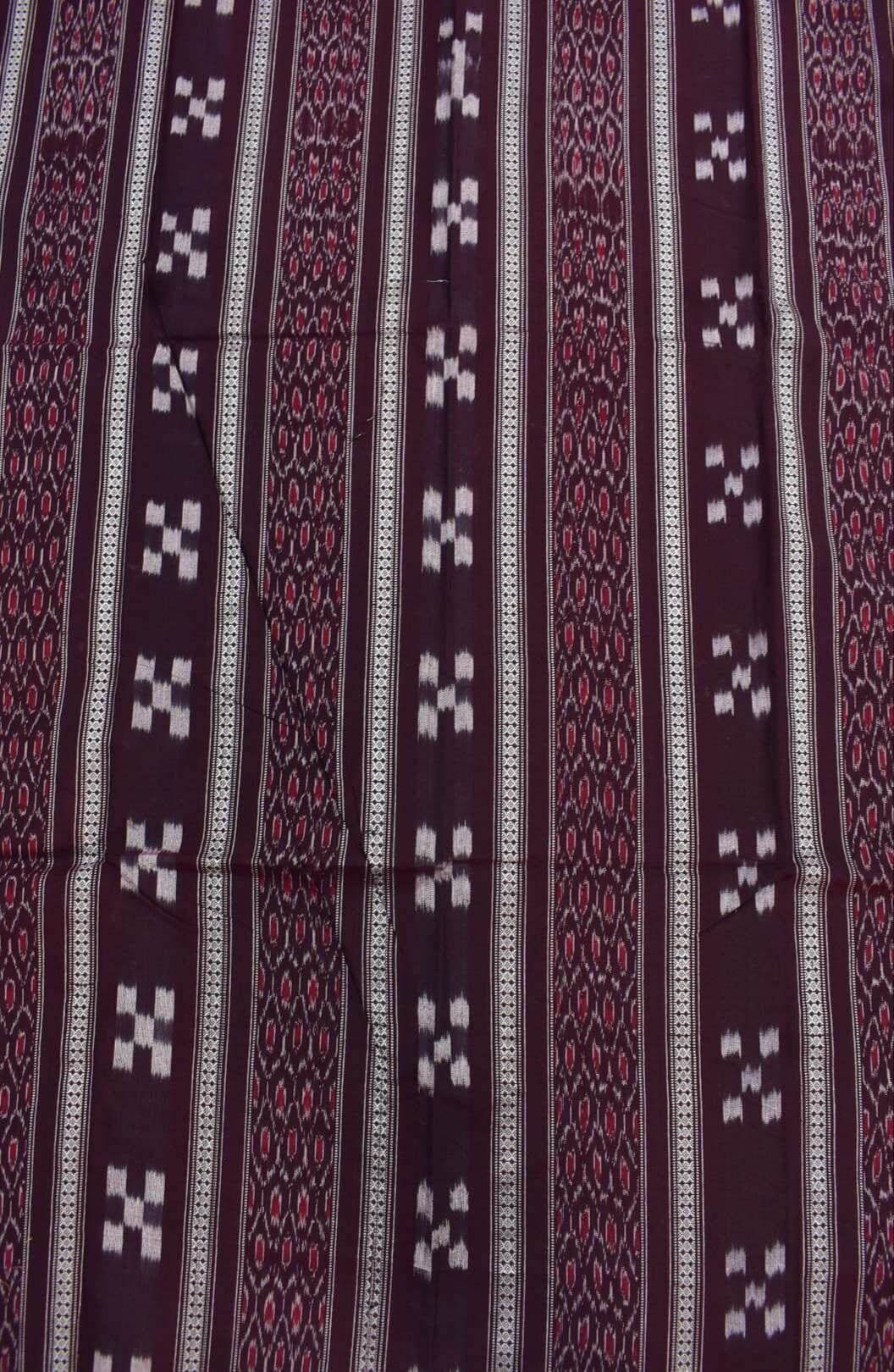 Maroon Colour Sambalpuri Handloom Cotton Bomkai Dress Material - Image 5
