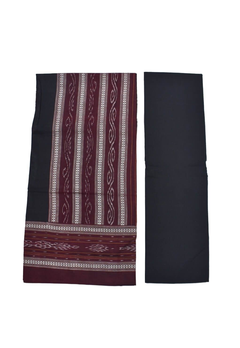 Maroon Colour Sambalpuri Handloom Cotton Bomkai Dress Material - Image 2