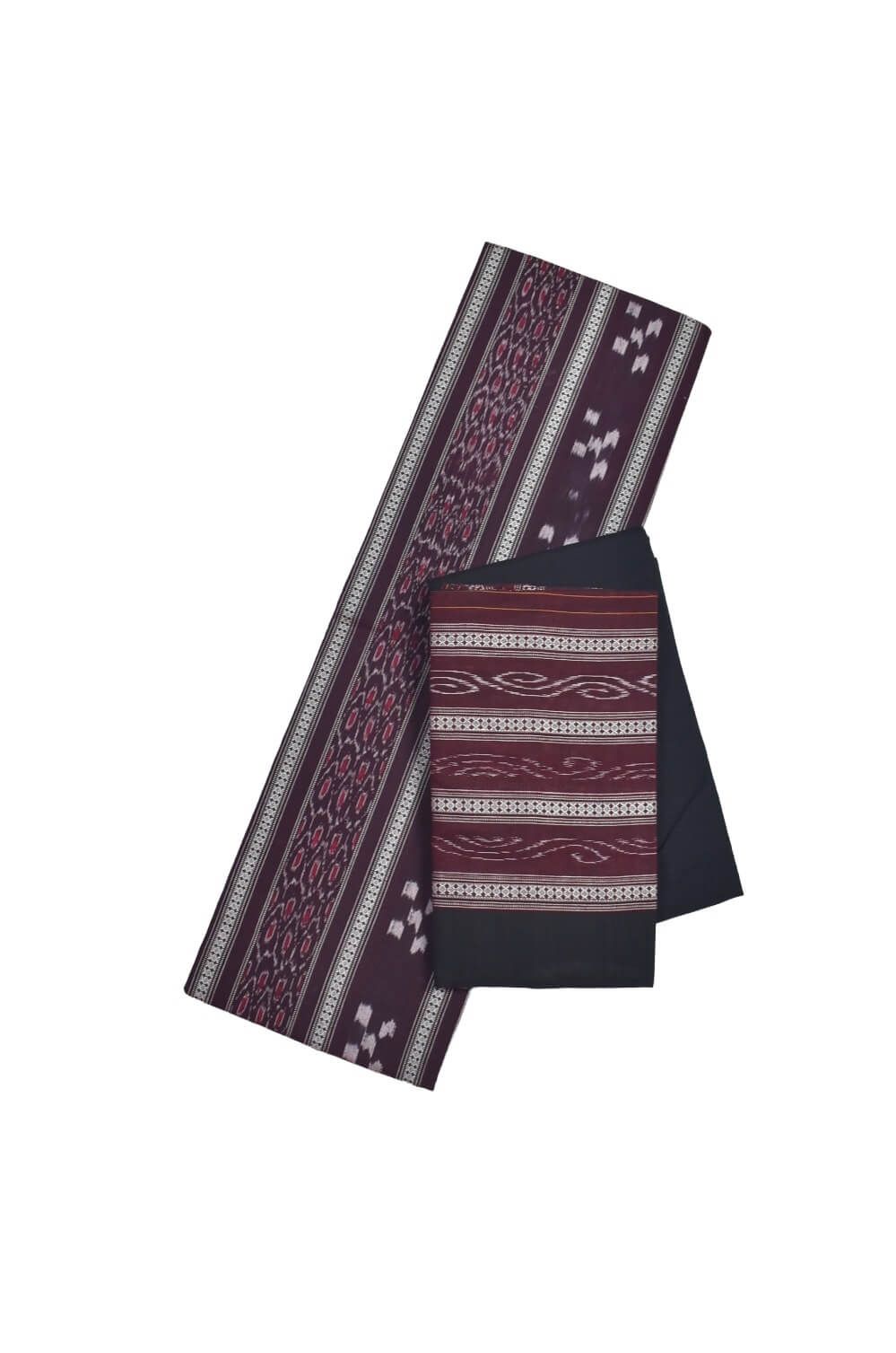 Maroon Colour Sambalpuri Handloom Cotton Bomkai Dress Material