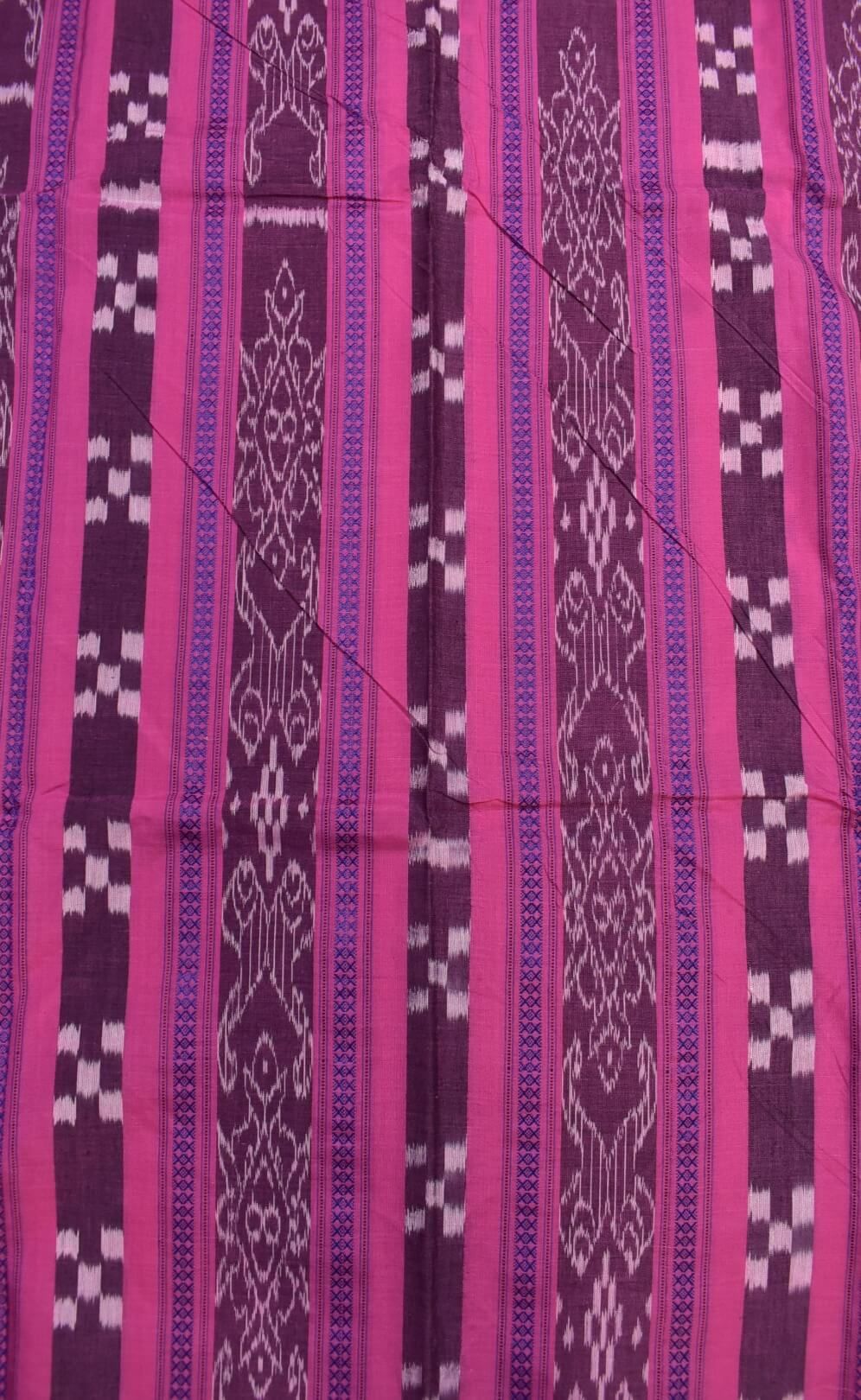 Pink Colour Sambalpuri Handloom Cotton Bomkai Dress Material - Image 5