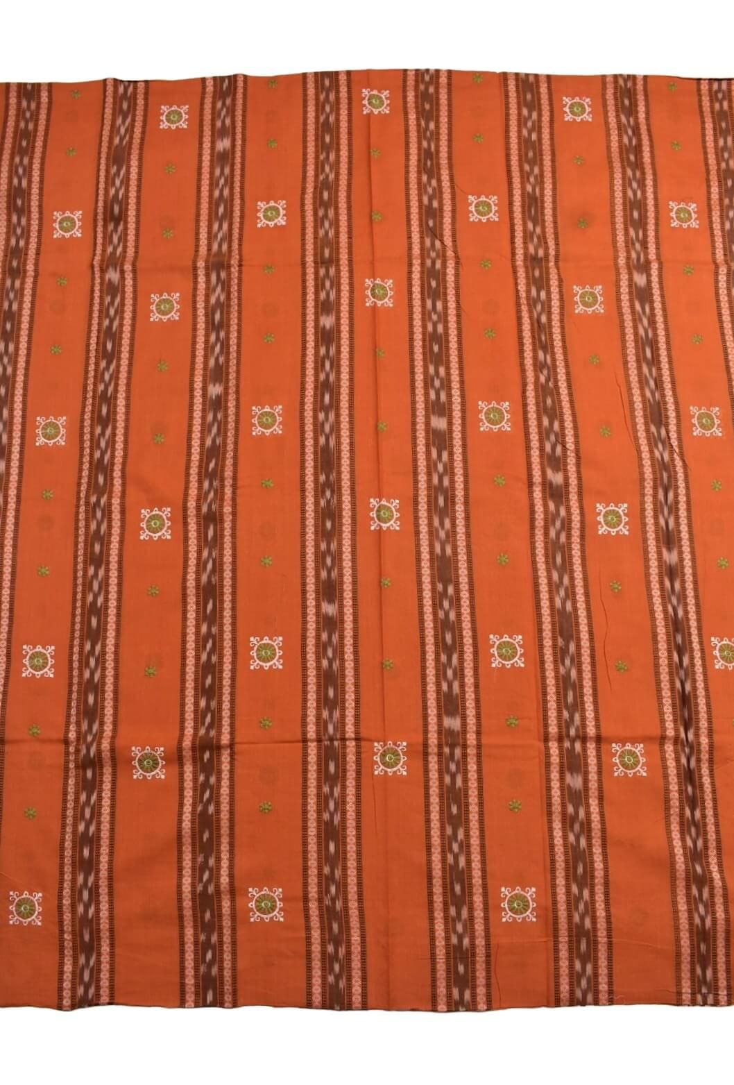 Orange Colour Sambalpuri Handloom Cotton Bomkai Dress Material - Image 4